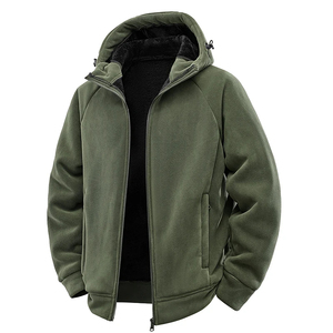 Mego Industry <b>Men's</b> Olive Green Cotton Lined Fleece <b>Safari</b> <b>Jacket</b> Winter Thick Zip up Waterproof Windproof Coat - Product Image 1