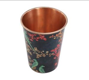 Royal Bird Floral Vine Copper Drinking Glass Heritage <b>Garden</b> Art Water Tumbler Decorative Tableware Wholesale India - Product Image 6