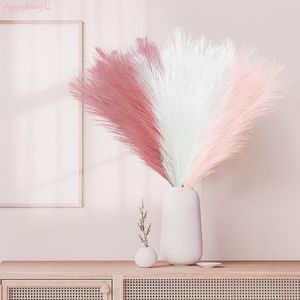 150 pièces de fleurs artificielles roses duveteuses de 21,6 pouces, fausses tiges de pampa courtes, couleur blush, pour remplissage de vase, herbe de pampa colorée - Product Image 5