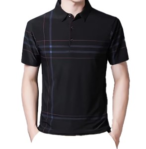 Polo de Manga Corta a Rayas para Hombre, Diseño 2026, Tejido, Corte Regular, con Botones, Patrón Gris, Rojo y Marrón - Product Image 6