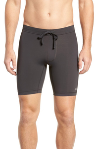 Shorts de compression noirs pour hommes, taille haute, longueur capri, séchage rapide, style sportif, taille élastique, tricotés en Spandex et Nylon - Product Image 2