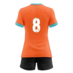 Custom Women's Volleyball Uniform Set Orange Sublimation Printed Jersey Shorts Breathable Polyester Adult Size 8 - Product Image 3
