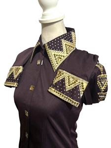 Tela de tafetán elástica hecha a mano Cowgirl Western Show Shirt para ropa ecuestre y equitación - Product Image 3