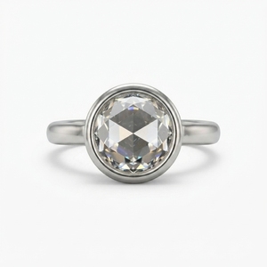 Modern 9K White Gold Rose Cut Bezel <b>Set</b> Lab-Grown Diamond <b>Ring</b> Simple Elegant Luxury Wedding Party Jewelry IGI Certified - Product Image 1
