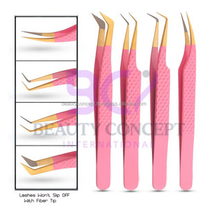 Pince à épiler de luxe dorée pour extensions de cils, antidérapante, finition texturée diamant, pince à cils à 90 degrés, outil de beauté professionnel - Product Image 4