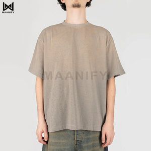 เสื้อยืดโอเวอร์ไซส์สไตล์วินเทจ ซันวอช ผ้าคอตตอนหนานุ่ม สตรีทแวร์ ย้อมสีสำเร็จรูป ขายส่ง - Product Image 1