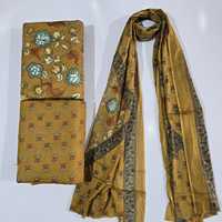 Bio-Seide/Baumwolle 60x60 Hochzeitsanzug-Set |   3m Oberteil + 3m Unterteil + 2,25m Dupatta (1 Packung = 8,25m Stoff)
