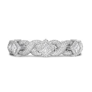 Pulsera de Cadena Geométrica con Diamantes de Corte Princesa en Oro Blanco para Mujer, Engaste Pavé, Joyería de Lujo para Boda, Certificada por GIA - Product Image 2
