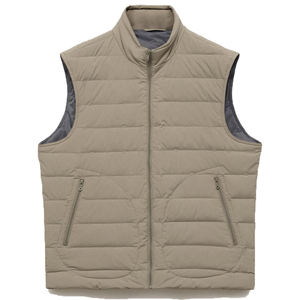 Chaleco Acolchado Grueso de Algodón para Hombre, Color Marrón Claro Personalizado, Tejido Transpirable, Cuello Alto, Talla Grande, Sin Mangas - Product Image 1