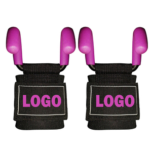 Custom Logo High Quality Weight Lifting Grips with Wrist <b>Band</b> Steel Rod Hooks Padded Strap Pull-ups Anti-Slip Features - Product Image 5