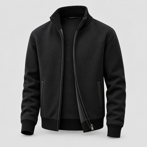 <b>Men's</b> <b>Full</b> <b>Zip</b> Turtleneck Knit <b>Cardigan</b> Jacket Fleece Lined Contrast Trim Smart Casual Outerwear ODM Bulk - Product Image 6