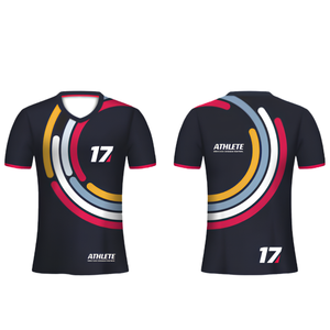 Maillot de football unisexe pour adultes, manches courtes, col en V, pour impression personnalisée, 100% polyester, séchage rapide, noir, blanc, rouge, bleu, marine, vert - Product Image 3