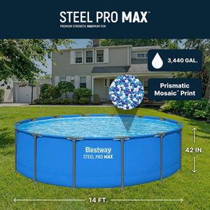 Piscina elevada Steel Pro MAX de 14 pies x 42 pulgadas con estructura metálica resistente, solo piscina, color azul - Product Image 5