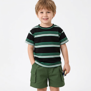 Vente en gros de vêtements décontractés pour garçons, ensemble de 2 pièces, imprimé animal, 100% coton, manches courtes, personnalisable, respectueux de la peau, de haute qualité - Product Image 6