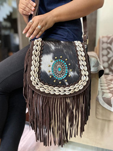 Bolsos con flecos de alta calidad de piel de vaca auténtica de estilo occidental, bolso de cuero de gamuza, bolsos bohemios, bolso Vintage con estilo gitano - Product Image 2