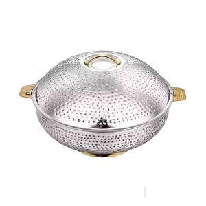 Luxury Wooden Casserole <b>Hot</b> Pot Mother of Pearl Inlay Rim Ribbed Stainless Steel Lid <b>Food</b> Warmer - Product Image 4