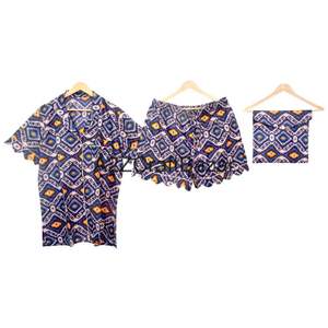 Hermoso Conjunto de Pijama de Algodón 100% Hecho a Mano en India, Estampado de Diamantes con Bloques, Estilo Vintage, Ropa de Dormir Corta para Mujer - Product Image 3