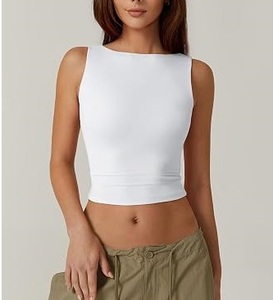 Wholesale Womens Cross Backless Workout Top Women Racerback Tank Tops Open Back Running Tank Tops Muscle Tank Yoga Shirts - Product Image 3