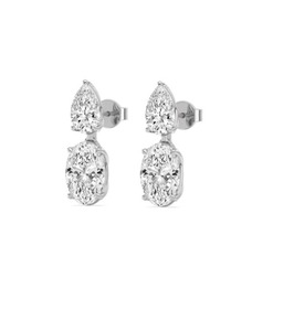 Boucles d'oreilles pendantes en or rose 9 carats avec diamants de laboratoire taille radiante et taille ronde, 2,60 CTW - Product Image 4