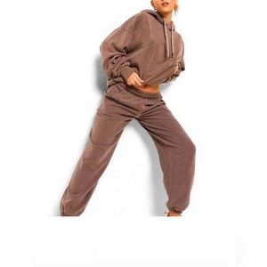 Conjuntos Deportivos de Moda para Mujer, Ropa Urbana con Logotipo Personalizado, Sudadera con Capucha, Pantalones Deportivos Casuales de Invierno, 100% Algodón, Transpirable y de Secado Rápido - Product Image 2