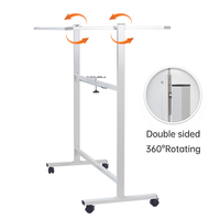 Tableau blanc mobile double face en verre transparent avec roulettes pour bureau/école/maison