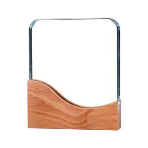 Récompenses en cristal carré pour objets de collection culturels et bijoux, avec base en bois élégante - Product Image 1