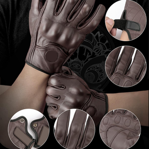 Guantes de Motocicleta de Cuero Premium con Protección, Puño Corto, para Conducción Urbana, Pantalla Táctil, Cómodos, con Protección para Pulgar y Dedos, Guantes de Carreras - Product Image 2
