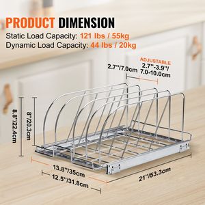 Adjustable Wire Divi Pan Pot <b>Rack</b> Expandable Pull Out Cabinet Organizer for Cookie Sheet <b>Baking</b> Pans Tray Organization - Product Image 2