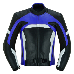 Combinaison de moto en cuir à manches longues pour homme, bleu, noir, blanc, couleurs contrastées, coupe-vent, vêtements de course, toutes saisons, taille adulte - Product Image 6