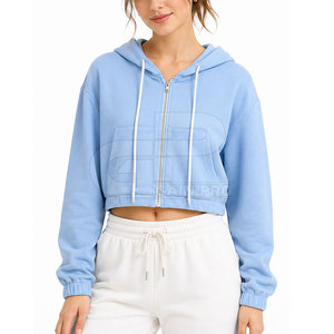 Short Cropped <b>Zipper</b> Hoodies For Women Long Sleeve Hooded <b>Tops</b> Soft Fleece Zip Front Relaxed Fit Style Daily Clothing - Product Image 3