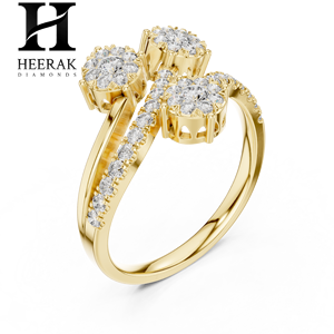14K Gold Multi-Cluster Diamond Engagement <b>Ring</b> - Elegant Lab Grown/Natural Diamond <b>Statement</b> <b>Ring</b> - Product Image 4