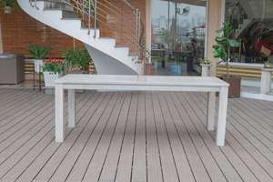 SAND 6-Seater Outdoor Wicker <b>Dining</b> Set High Back Chairs with Wood <b>Table</b> - Product Image 4