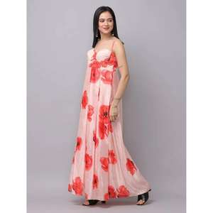 เดรสยาวพิมพ์ลายดอกพีชสำหรับผู้หญิง คอวี แขนกุด สายเดี่ยว แต่งพู่ เหมาะสำหรับงานปาร์ตี้ฤดูร้อน สไตล์ลำลอง เป็นมิตรกับสิ่งแวดล้อม - Product Image 3