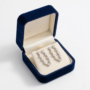 925 Sterling Silver Double Hoop Stud <b>Earrings</b> Zircon Diamond Women Elegant <b>Fine</b> Jewelry Gift - Product Image 2