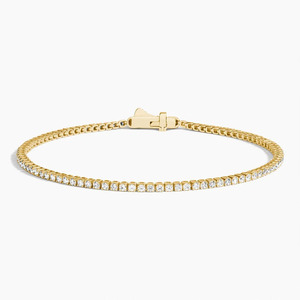 Pulsera de tenis con diamantes de corte redondo y engaste de punta compartida de eternidad completa - Product Image 1
