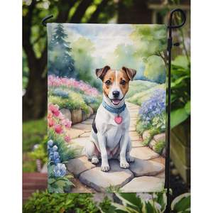 Multicolor Jack Russell Terrier Spring Path Garden Flag Buzón Decorativo Patio Banner para Patio Obra de arte y camas de flores - Product Image 3