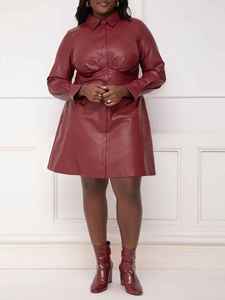 Manteau trench en cuir haut de gamme personnalisé pour femme, veste chemise boutonnée tendance automne, tenue de club en cuir PU pour femme - Product Image 3