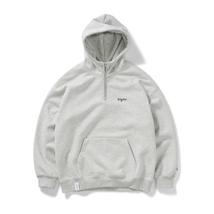 Light <b>Grey</b> Half Zip Hoodie Unisex Casual <b>Sweatshirt</b> with Kangaroo Pocket 100% Cotton Lined Custom Print Eco-Friendly - Product Image 1