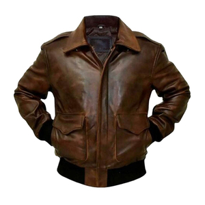 Top Selling Men's Genuine Leather Bomber Jacket Black Turn-down Collar Faux Fur Lining Zipper Closure Winter Moto Style - Product Image 3