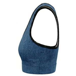 Women's Blue Geometric Print Racerback Sport Bra Medium Support <b>Mesh</b> Back Yoga Comfortable Summer Sporty Fitness <b>Top</b> Breathable - Product Image 4