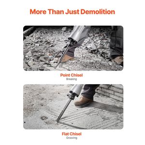 Martello Demolitore Elettrico Professionale 2200W, 1350 BPM, con 6 Scalpelli e Valigetta per Lavori di Demolizione - Product Image 3