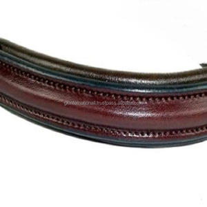 Bande de front de cheval en cuir de selle épaisse de qualité supérieure rembourrée droite pour bride en marron havane ou noir toutes tailles - Product Image 6