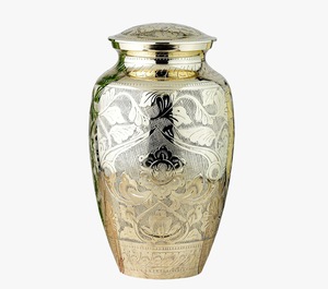 Urne funéraire en laiton pour cendres humaines, conteneur commémoratif ovale durable avec design artisanal bohème et fermeture sécurisée - Product Image 1