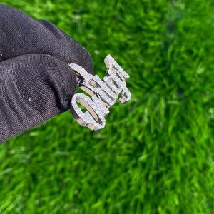 10K <b>Solid</b> <b>Gold</b> Cute Cursive Initial Letter Name <b>Pendant</b> Custom Iced Charms Necklace Lab Grown Diamond Personalized Gifts Him/Her - Product Image 1