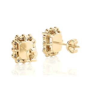 Boucles d'oreilles clous tendance en diamant taille émeraude avec halo, grappe carrée, plaqué rhodium or blanc, bijoux fins, cadeau pour femme, usage quotidien - Product Image 4