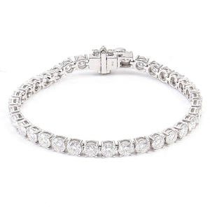 Round Cut <b>Iced</b> <b>Out</b> Hip Hop 925 Sterling Silver Bracelet Fine Jewelry Moissanite Diamond Tennis <b>Chain</b> GRA Certified Bracelets - Product Image 1