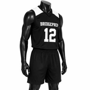 Conjunto de Camiseta de Baloncesto Negra para Hombre Bridgeprep, Cuello en V, Sin Mangas, Absorbe la Humedad, Ajuste Atlético, Ropa Deportiva para Adultos - Product Image 4