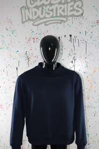 NAVY BLUE <b>Mock</b> <b>Neck</b> Sweatshirt 100% wide <b>neck</b> Sweatshirt Finer Threads - Product Image 2