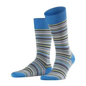 Chaussettes pour hommes de qualité supérieure, rayées bleues, en coton et élasthanne, respirantes, pour un usage quotidien en été, style classique - Product Image 1