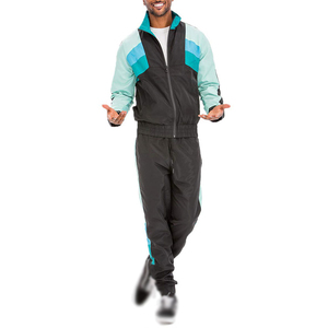 Men Color Blocking Printed Tracksuit Set Full Sleeve Zipper <b>Windbreaker</b> Sporty Workout Clothing <b>Black</b> Teal Green Summer LooseMen - Product Image 4